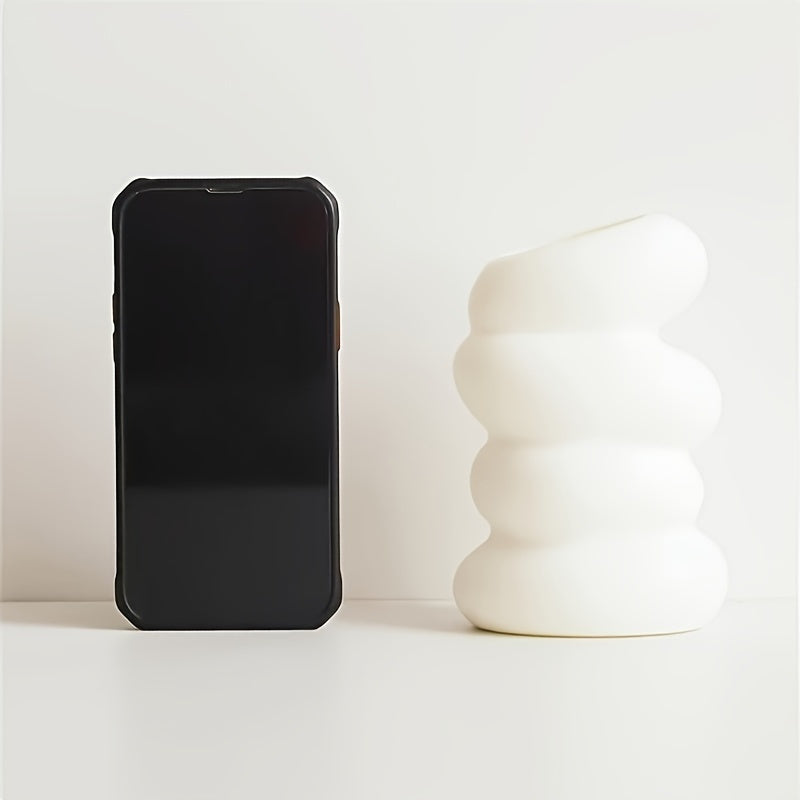 Spiral Cylinder Vase: Nordic Style, Minimalist Design, Lightweight Plastic, Ideal for Home Decor