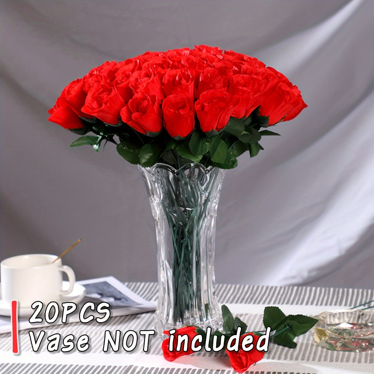 20 lifelike budding roses, 35.05cm high artificial flowers for various occasions.