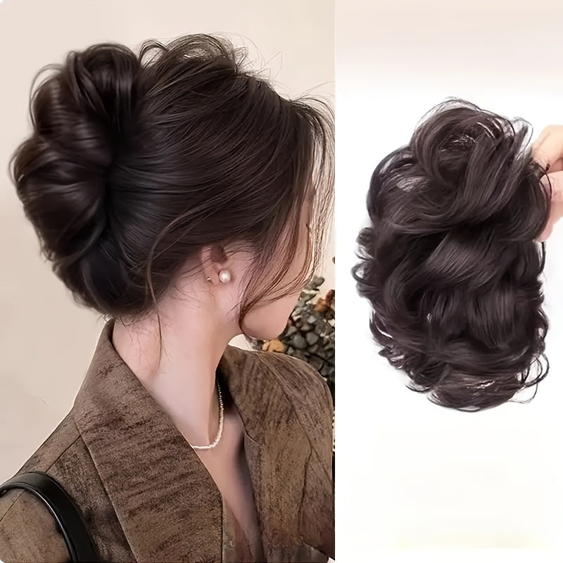 Women's Voluminous Scrunchie Wig - Elegant, Natural-Looking Hair Bun Extension, Stylish for All Ethnicities, Wig Accessories