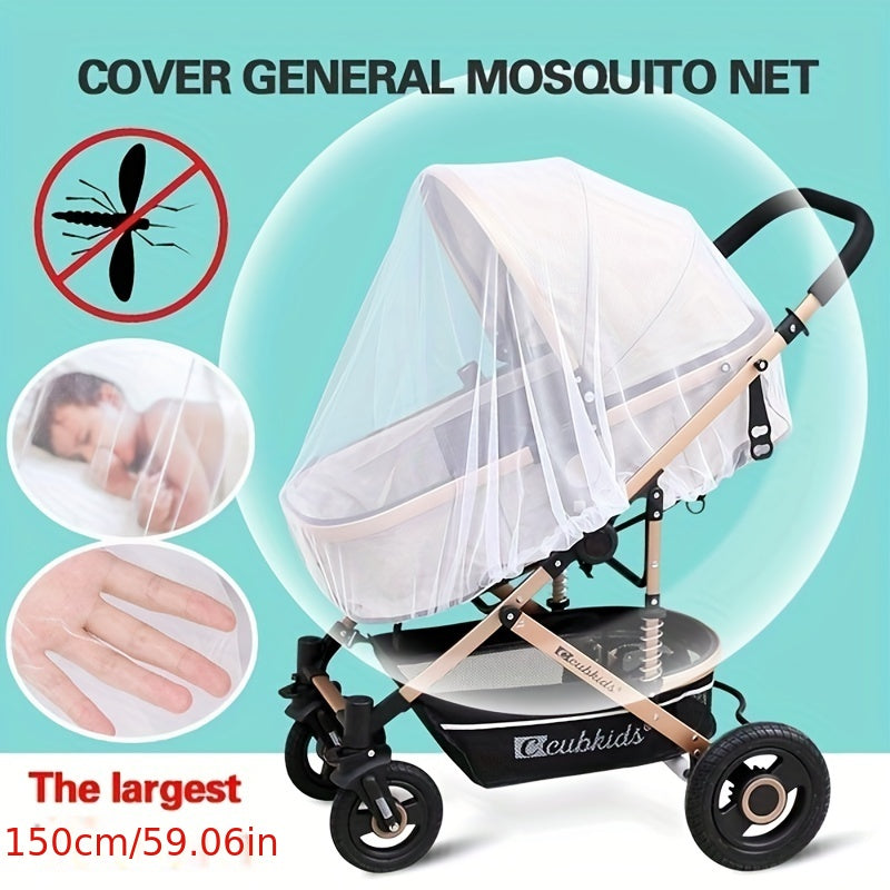 Mosquito net for stroller made of breathable silk material.