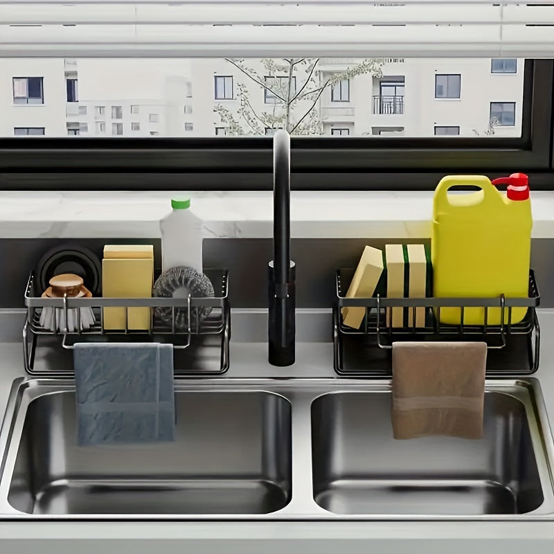 Simplify your kitchen with the 1pc Sponge Caddy Sink Organizer. This versatile holder is perfect for storing all your cleaning supplies, such as scrubbers, brushes, and soap. It is designed to keep your kitchen tidy and organized. Suitable for ages 14