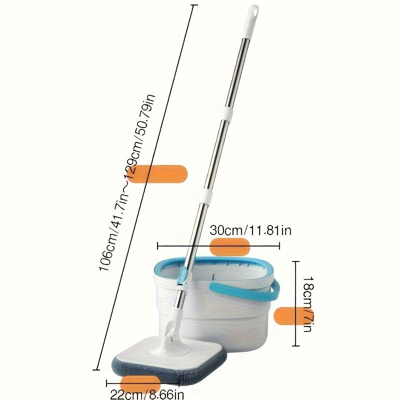 This versatile 360° Rotating Square Mop and Bucket Set includes 2 extra replacement heads for hands-free cleaning. Suitable for both wet and dry use on hardwood, tile, and marble floors, it is perfect for keeping your home, kitchen, and bathroom