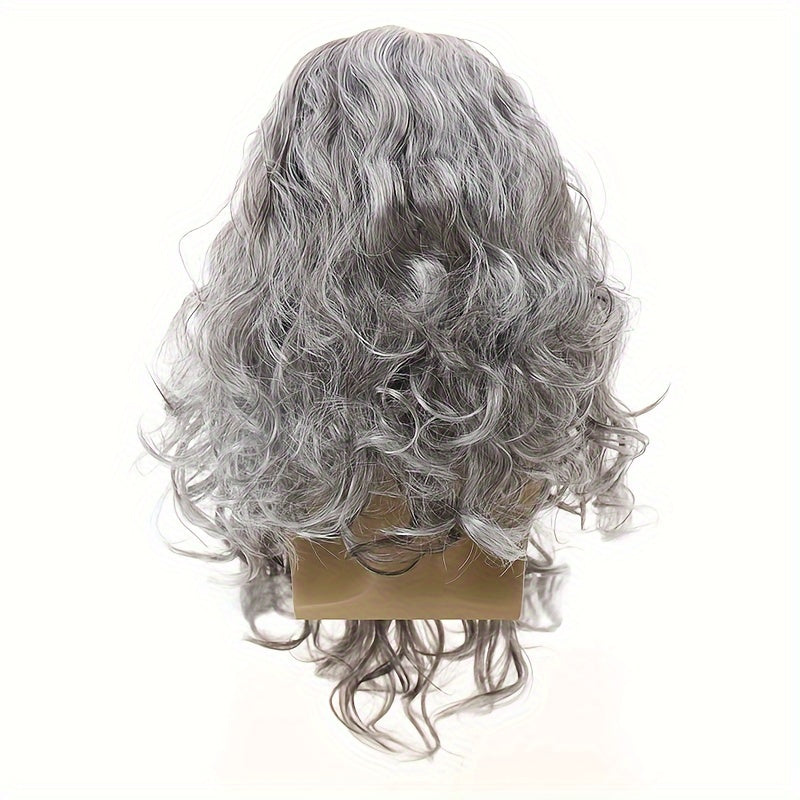 King Wig Cosplay Wig for Men, Long Grey Wavy Beard Wig, Synthetic and Heat-Resistant, Perfect for Halloween, Cosplay, Christmas Party