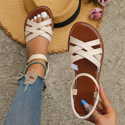 Women's Flat Sandals with Elegant Design and Non-Slip Sole, Perfect for All-Season Wear