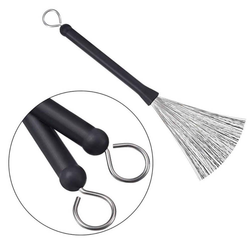 ProDrum Retractable Drum Brush Set in Black, ideal for Jazz drumming, includes durable percussion accessories for drummers.