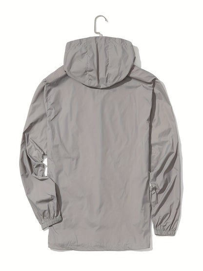 Light and breathable sun protection windbreaker for men and women, quick-drying, with a couple hood and random zipper for outdoor activities in spring and summer.