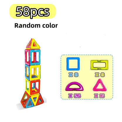 Large magnetic building block set with 58 or 119pcs, perfect for educational play and creativity. Construct various shapes, durable, ideal gift for holidays and birthdays.