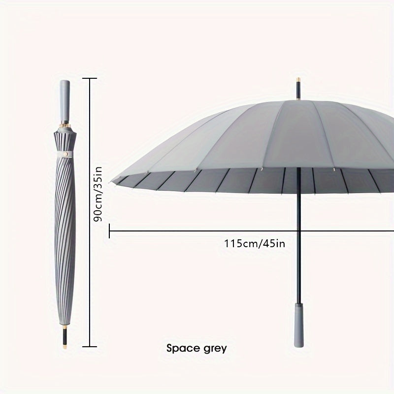 Men's 24-Bone Long Handle Straight Rod Umbrella Home Large Size Reinforced Windproof Business Black Umbrella Special Rain Umbrella.