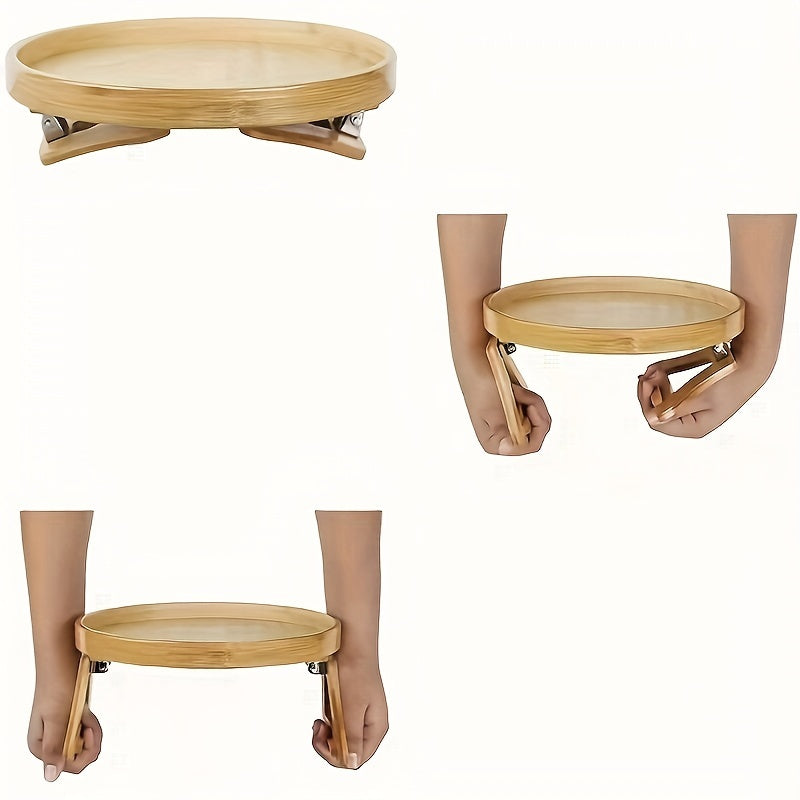 A convenient and practical Foldable Bamboo Sofa Armrest Tray that serves as an instant stable side table for your sofa. Measuring 9.84" x 5.12", this tray requires no power and is made of durable hardwood construction.