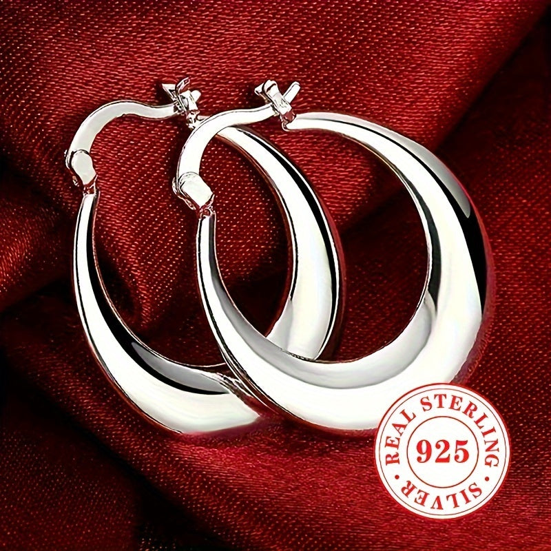 Stunning 925 Sterling Silver Hypoallergenic Hoop Earrings with Elegant and Sexy Style, Perfect for Women's Daily Wear or Special Occasions