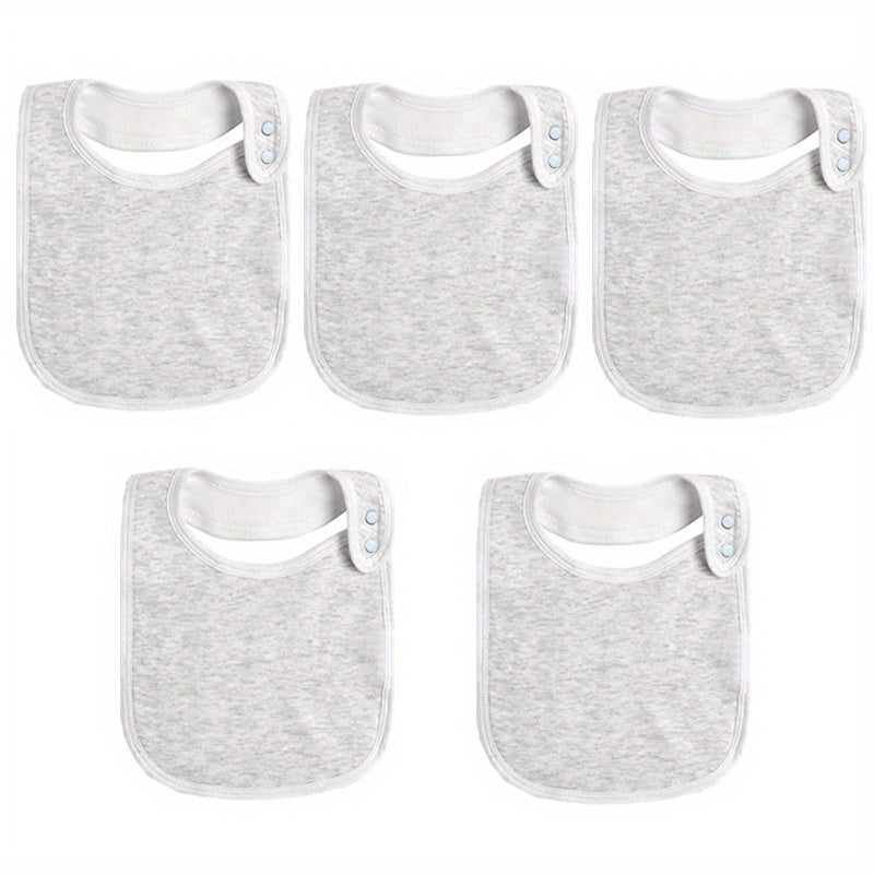 Set of 5 Organic Cotton Baby Snap Bibs - Adjustable, Easy to Clean & Ideal for Newborns and Infants!