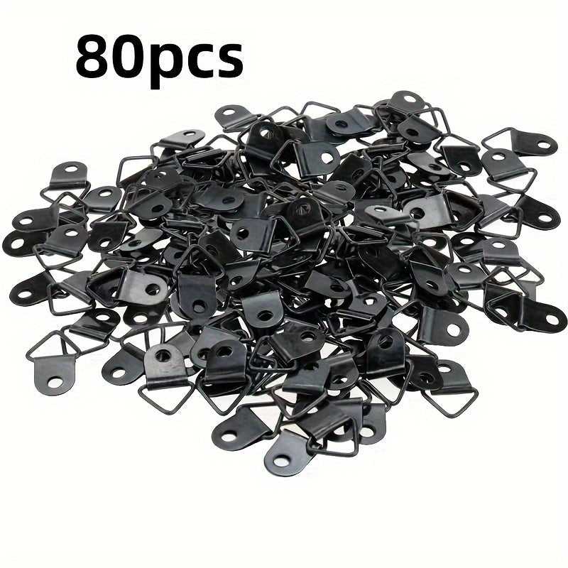 30/80pcs golden triangular frame hooks with screws for wall mounting, modern style, easy to install, for picture frames and art display hardware.