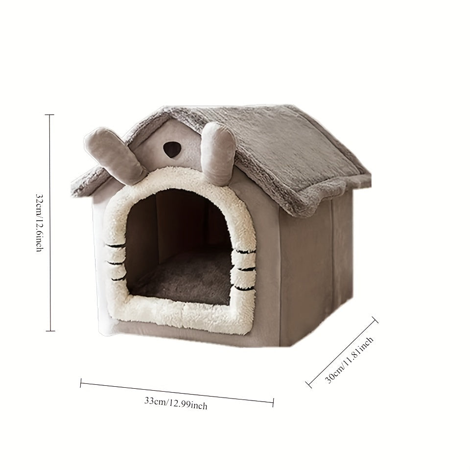 All-Season, Washable Nylon Cabin Pet House Bed for Small Dogs and Cats.