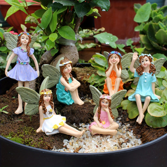 6 resin fairy statues for outdoor gardens, no power required.