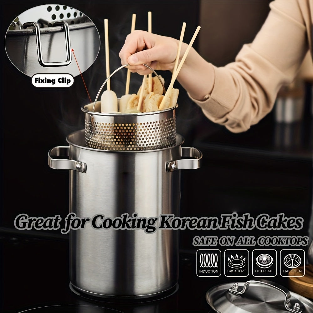 Durable Stainless Steel Steamer Pot & Pasta Cooker with Versatile 4.3L/1.14Gal Capacity and Perforated Basket - Ideal for Home Kitchens, Asparagus, Stovetop Cooking, and More - Features a Strong 3-Ply Base for Even Heat Distribution