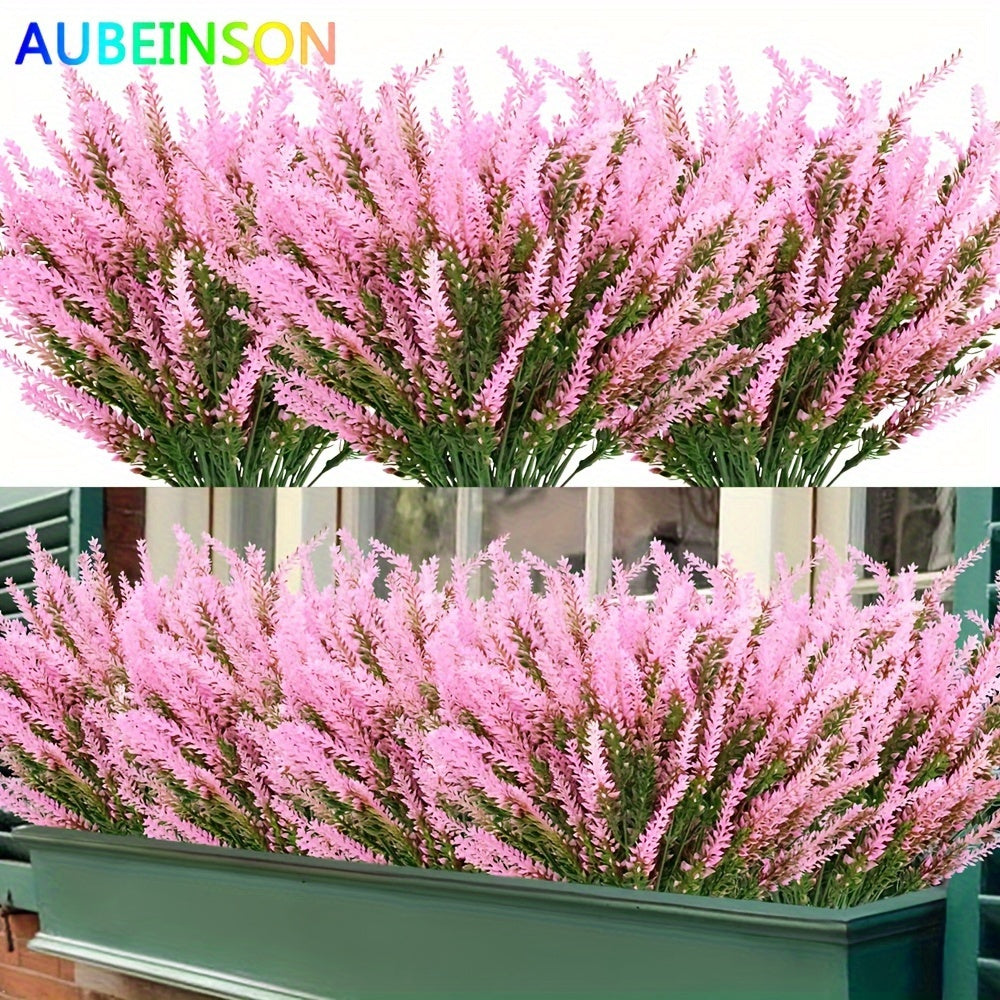 8 bundles of UV-resistant artificial lavender flowers for outdoor decoration by AUBEINSON.