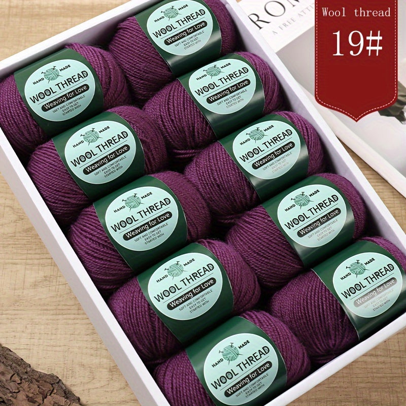 10 pieces of Australian yarn, each pack weighing approximately 500g with 10 balls. It has a moderate thickness, is easy to knit, soft, and warm. Ideal for crocheting sweaters, coats, vests