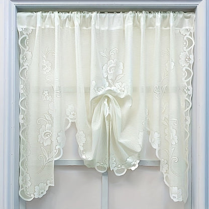 Stylish Floral Lace Sheer Curtain with Rod Pocket for Effortless Hanging, Ideal for Enhancing Living Room and Bedroom Décor