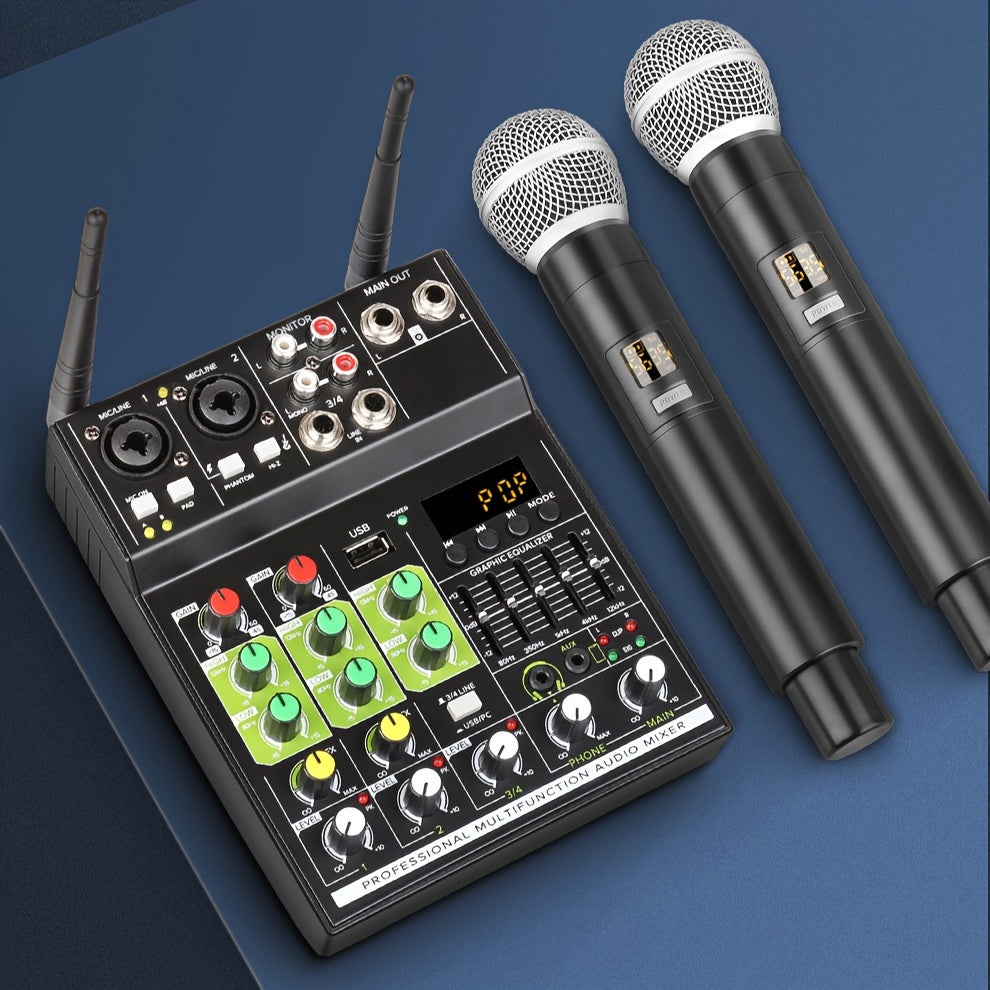 Professional Audio Mixer with GT4 4-Channel Mixer and built-in receiver for karaoke and recording studio. Eid Al-Adha Mubarak!