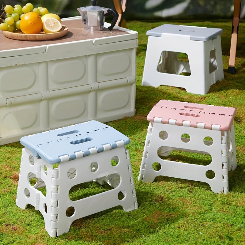 Our reliable Portable Folding Plastic Stool features a square shape and sturdy, durable design. No electricity is required, making it perfect for both home and outdoor use. Available in White, Pink, and Blue, this foldable stool offers convenience and