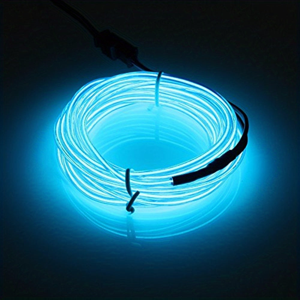 Neon light strip with EL wire battery pack for DIY decorations and parties.