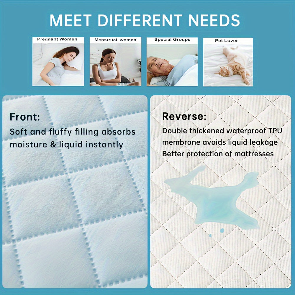 3-Layer Quilted Thick Mattress Cover with 100% Waterproof Protection - Soft and Breathable Fitted Sheet for Single or Double Bed (Pillowcase Not Included)