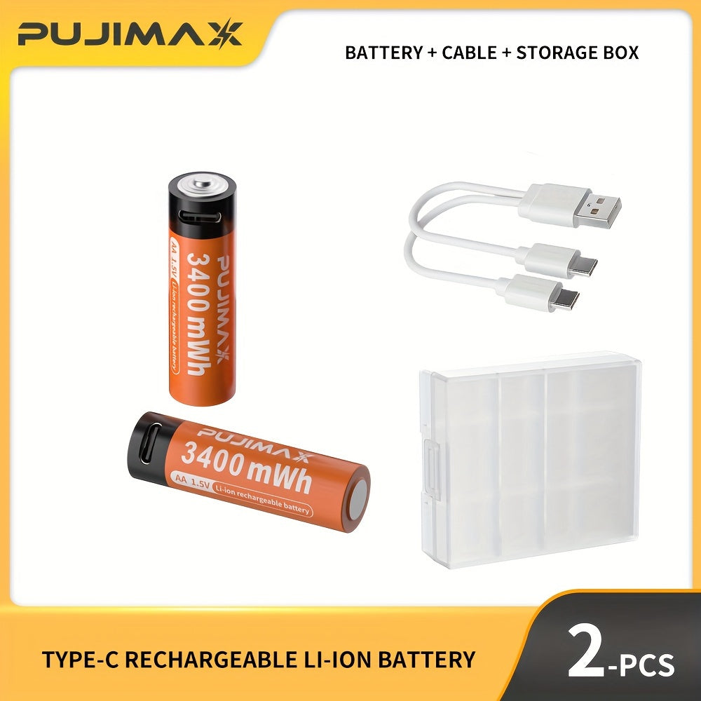 PUJIMAX 1.5V AA rechargeable lithium batteries are stable, can be reused 1500 times, cost-effective, and suitable for various devices like mice, remote controls, doorbells, toys, and alarm