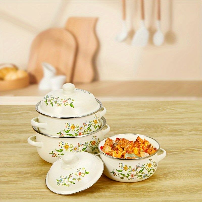 Enamel Soup Pot in 16.0-20.07cm Size - Great for Cooking and Serving, Perfect for Home Kitchens and Restaurants