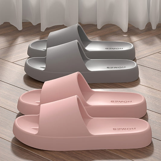 Simple Solid Color EVA Slides - Soft, Non-Slip Indoor Slippers for All Seasons, Easy to Clean.