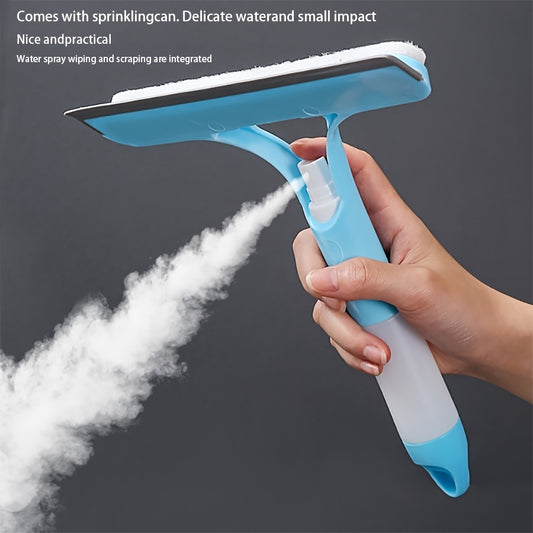 Multi-functional glass cleaning tool with sprinkler and mirror/window scraper, made of polypropylene plastic. Ideal for various areas in the home.