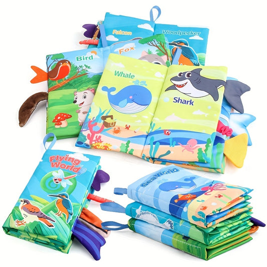 Diikamiiok Colorful Cloth Books for Young Children - Interactive Learning with Cartoon Animal Tails, Soft Fabric, Ages 12-72 months, Educational Toys