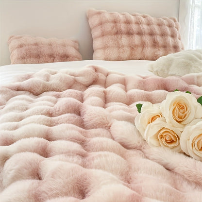 Luxurious Faux Rabbit Fur Weighted Blanket - High GSM, Cozy and Soft for Sofa, Couch, and Bed - Elegant Fluffy Decoration - Heavy and Warm Blanket, Perfect Easter Gift