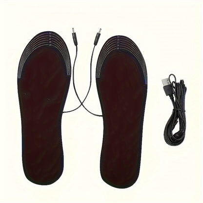 USB heated shoe insoles provide winter foot warmth without batteries, ideal for outdoor activities.