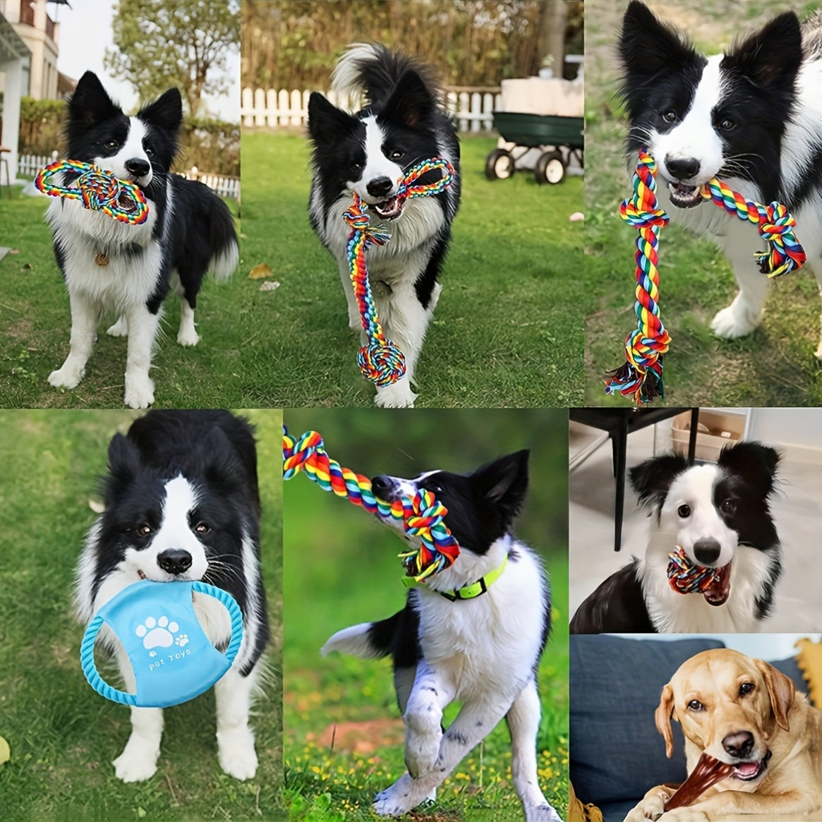 Durable 6-Pack Cotton Blend Dog Rope Toys for Medium to Large Breeds - Great for Teething and Tug of War".