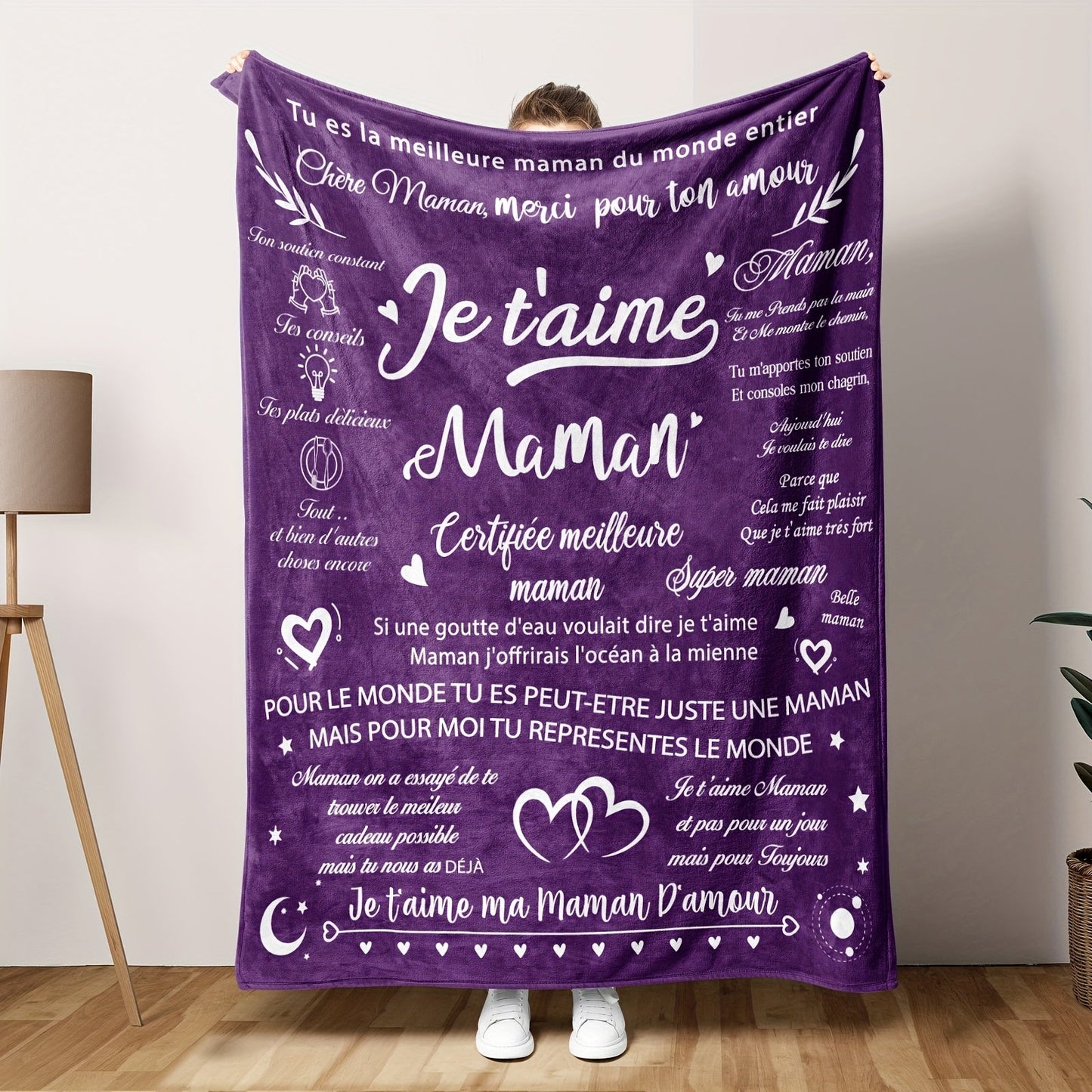 1 piece of Purple Gifts Blanket for Mom - Perfect for Christmas, Mother's Day, Valentine's Day, Birthdays, or Any Occasion From Daughters and Sons to Mom. Ideal for Special Gifts, Pregnancy, Expecting New Mom, Nap Time, made of cozy Flannel Material