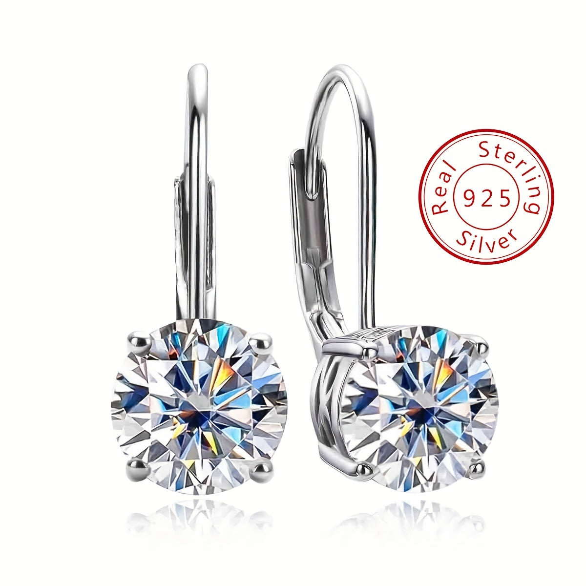 Luxurious and elegant, these gorgeous earrings are made of 925 sterling silver and feature a dazzling moissanite gemstone. Hypoallergenic and lightweight at approximately 2.1g, they are the perfect gift for a stylish girlfriend who loves to sparkle at