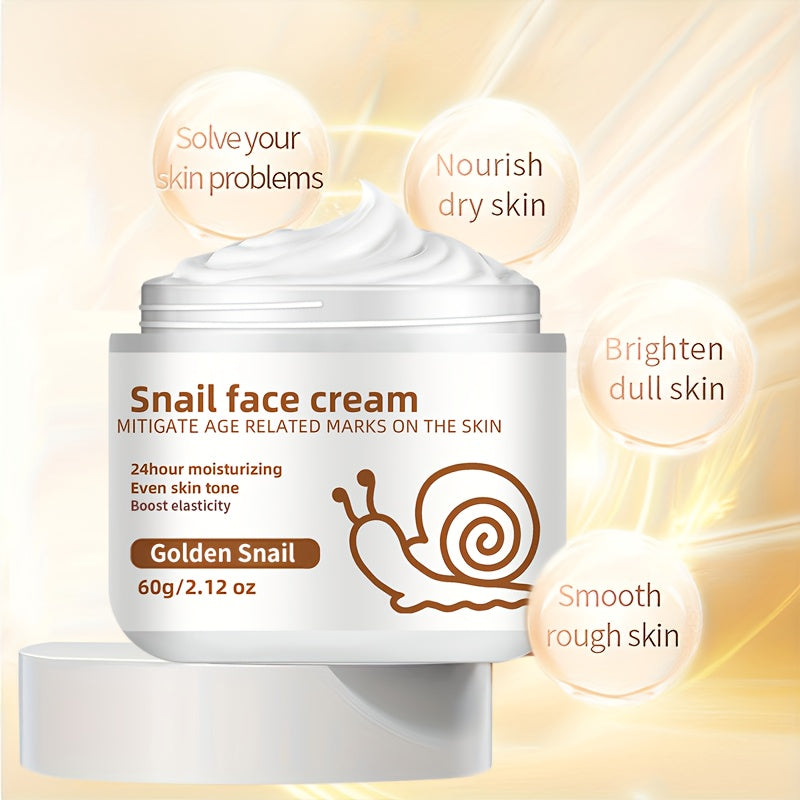 ZERELLE Snail Face Cream 60g - Hypoallergenic, Moisturizing cream for all skin types, with Hyaluronic Acid, Retinol, Vitamin C & E, Glycerin - Youthful skin care, Non-Sticky, 24-Hour