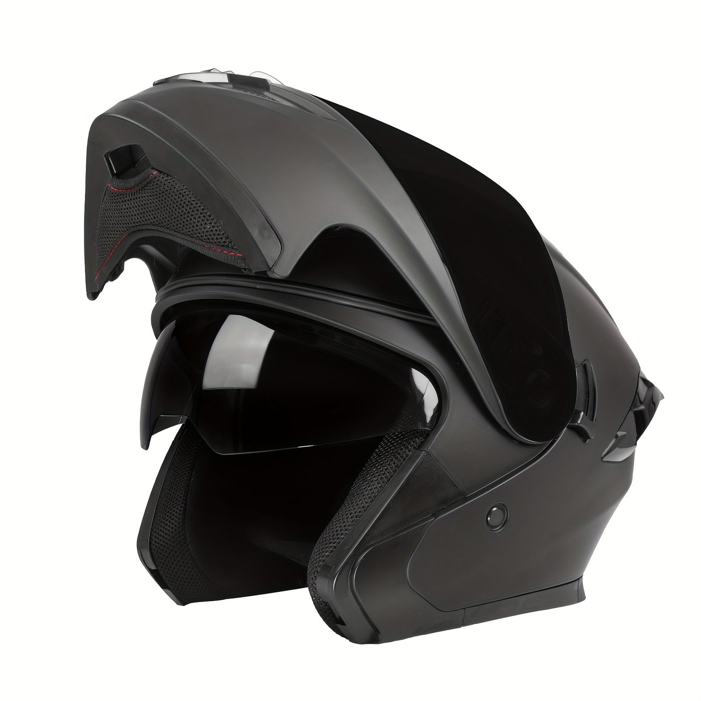 Black Open Face Crownracing Modular Motorcycle Helmet with Dual Flip-Up Visors