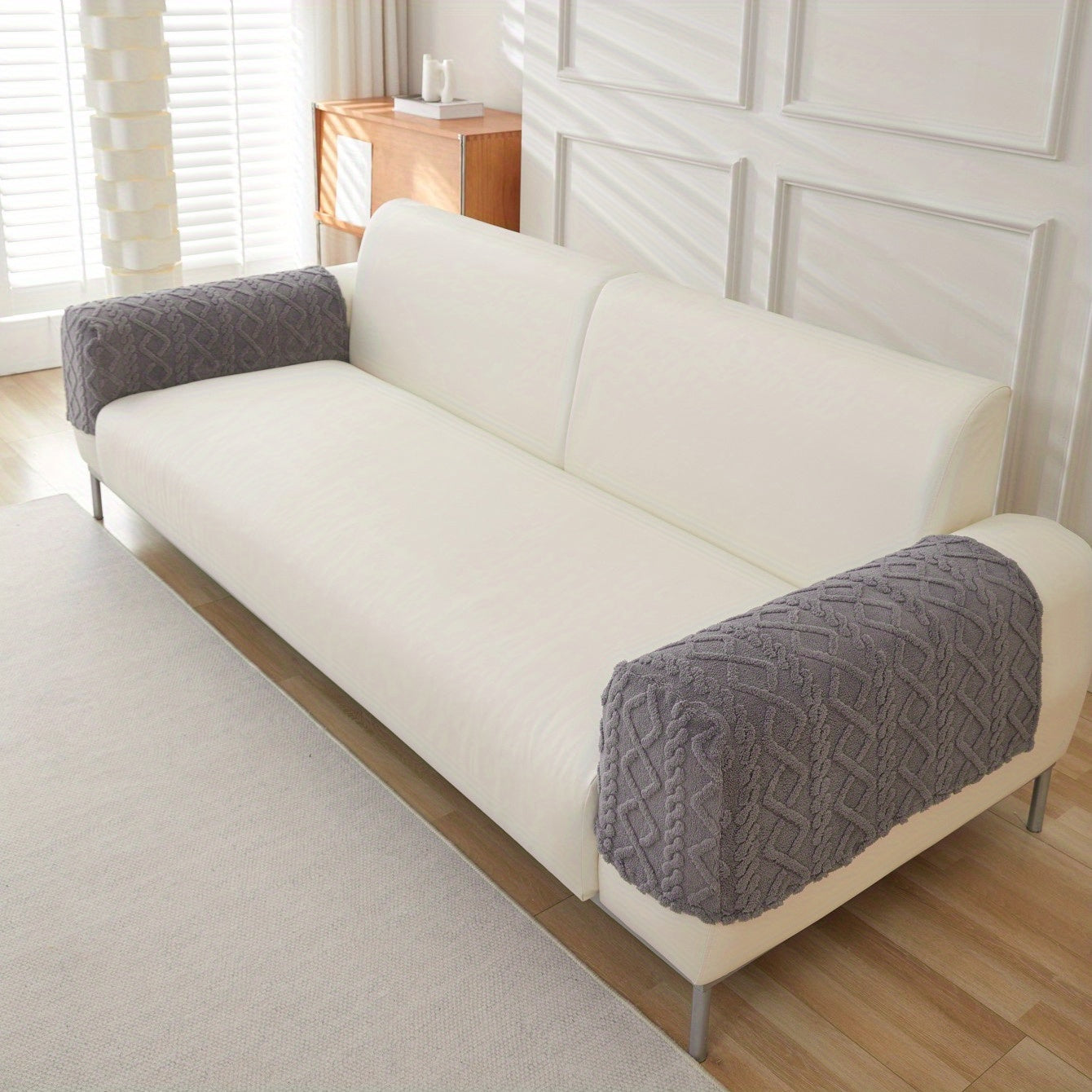 2-qismli Yumshoq Jakard Sofasi Armrest Slipcover - Mebelingizni himoya qiling va yaxshilang.