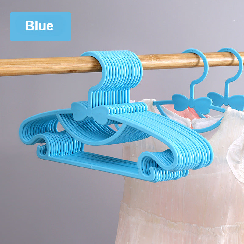 50 Colorful Plastic Clothes Hangers for Kids - Dual-Use Wet/Dry, Cute Bow Design with Clips for Home Closet Organization. Stylish and Durable.