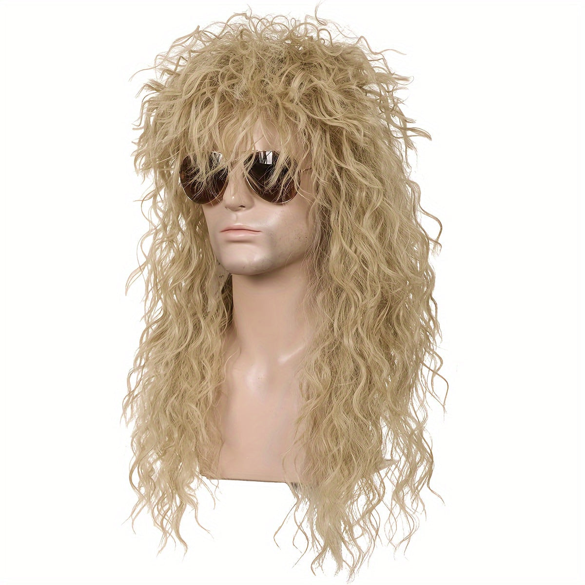 Get ready to rock the 80s with our cool and unique long fluffy afro wig with bangs! Available in black and blonde, this wig is perfect for men looking to channel their inner rock star for Halloween, Christmas, cosplay, or any bar, club, rave party. It