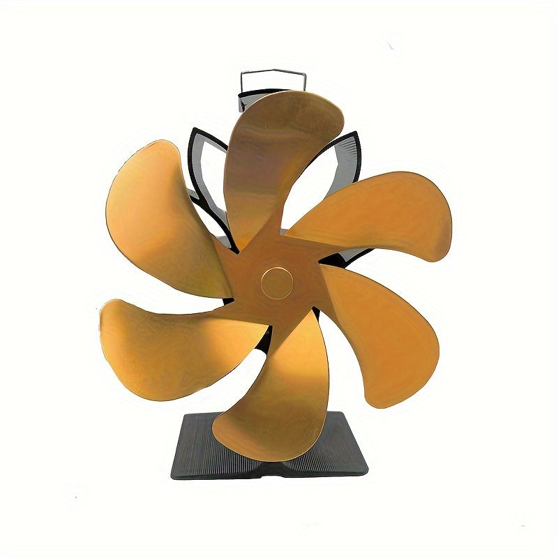 Lotus Fireplace Fan with High I Base - Featuring 6 Large Blades, Heat Activation, Plug-free Operation, and Energy Efficiency