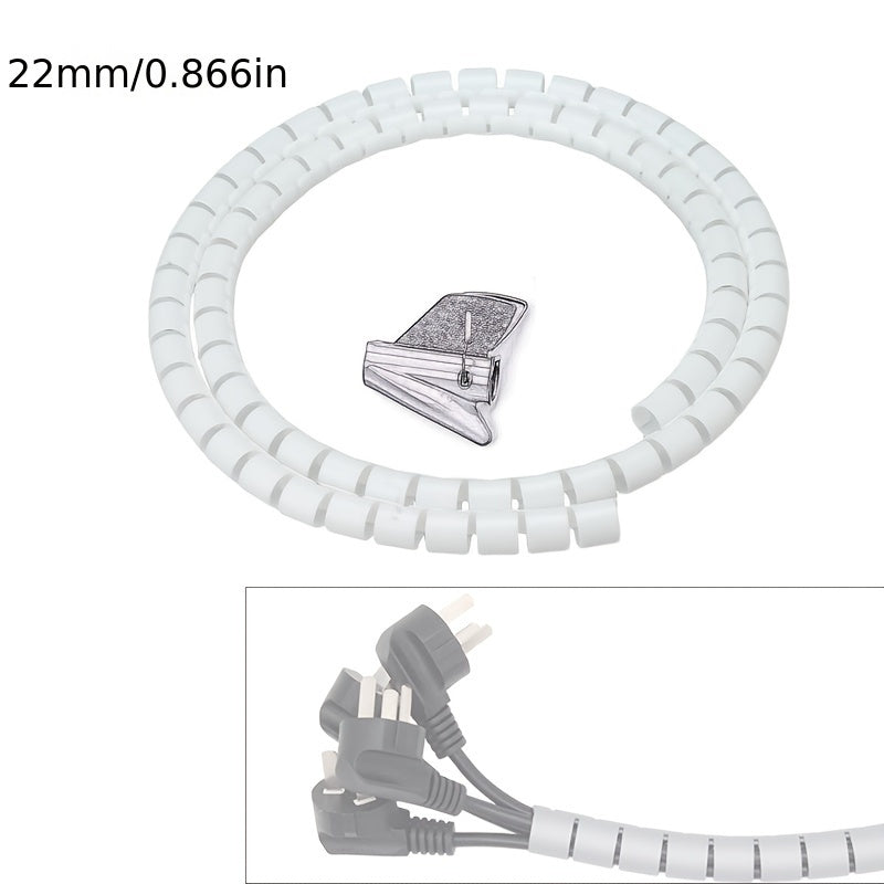 Compact, versatile spiral cable organizer with 4.98m cord, 1.0cm/1.6cm diameter, for tidy desk management.