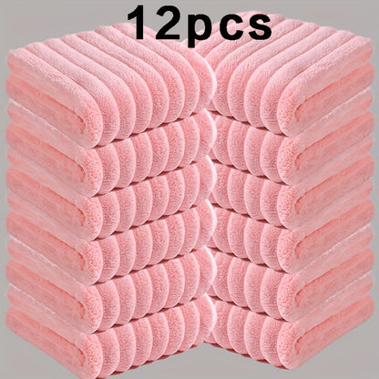 6/12 Pack Coral Fleece Towel Set with high absorbency, soft & comfortable, non-fading, non-shedding qualities. Ideal for everyday use or as a Christmas gift. Contemporary style with a polyester blend, rectangular shape, cartoon theme, knitted fabric, and