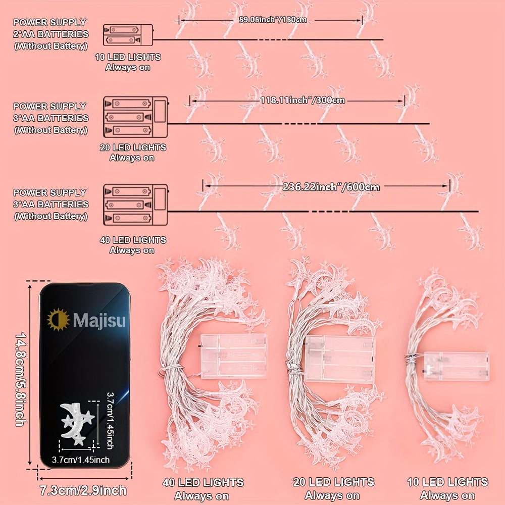 Светодиодные лунные гирлянды Majisu - это универсальное украшение для помещений и улицы, идеально подходящее для вечеринок, свадеб и праздников. Батарейки в комплект не входят.