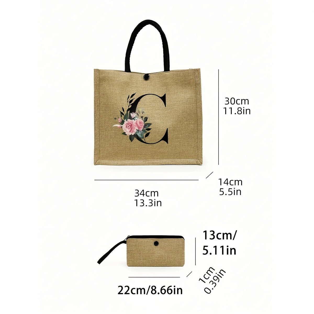 New design linen handbag with large capacity for multiple uses: travel makeup, teacher tote, shopping bag. Perfect gift for women and teachers. Ideal choice for casual storage and shopping.