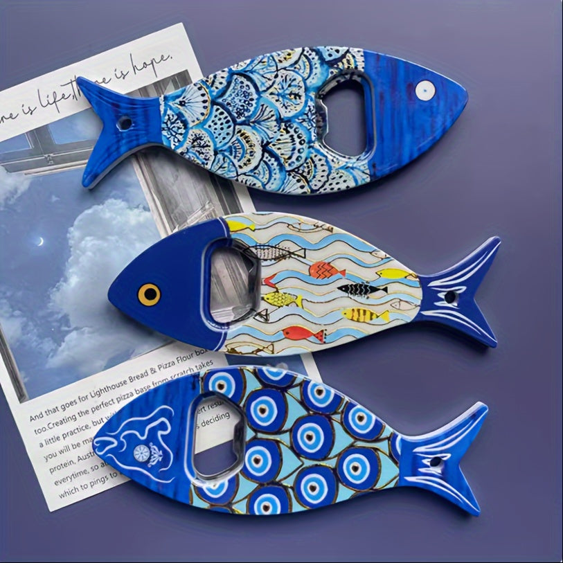 Festive acrylic fish bottle openers for Christmas, Halloween, and Oktoberfest - ideal kitchen and bar accessories