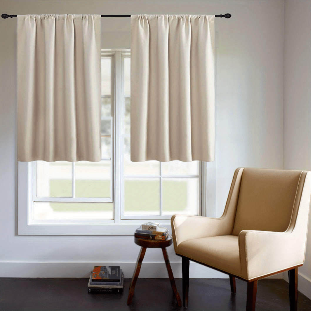 One Blackout Curtain (1 Panel) - Thick Rod Pocket Curtain for Heat Insulation and Light Blocking in Bedroom, 200g;