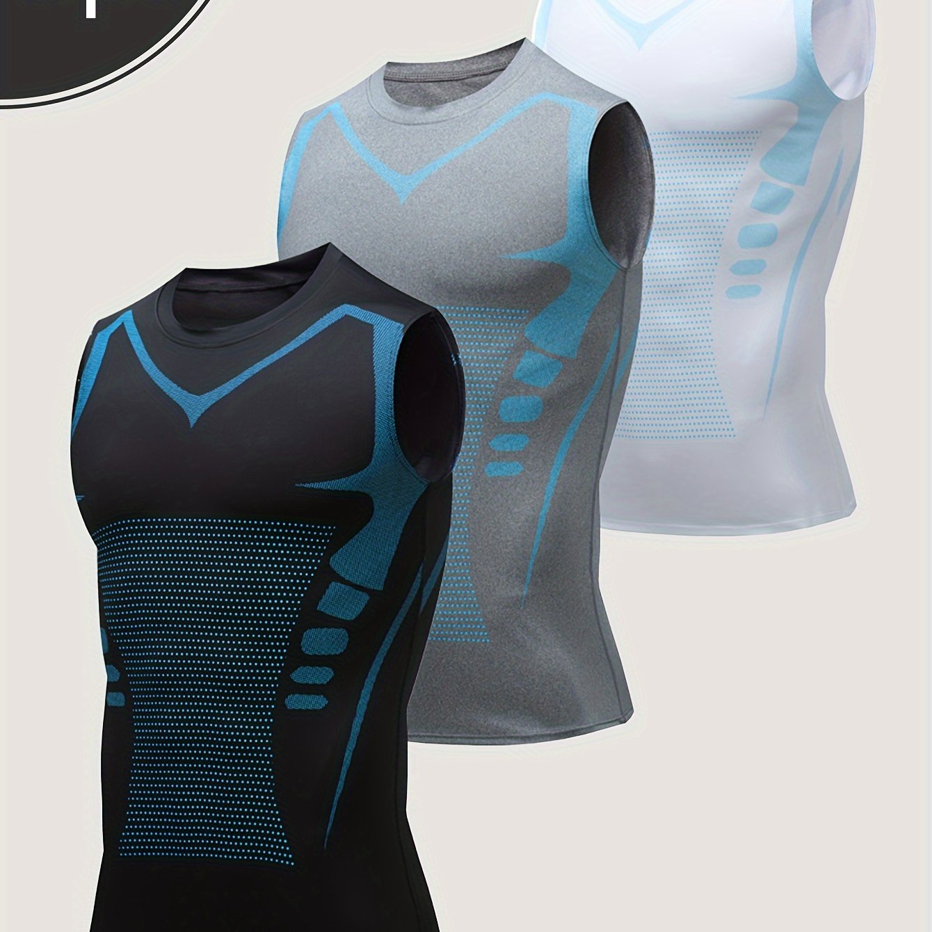 3 Men's Sports Compression Tank Tops for Basketball, American Style Training Vests, Moisture-Wicking Base Layer for Sports & Outdoor Activities.