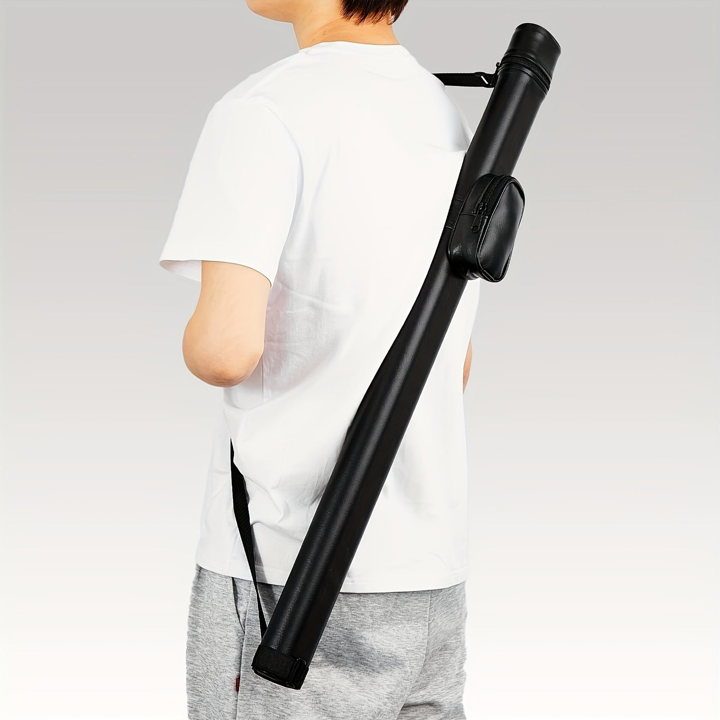 Durable billiard pole holder with 2 holes, protective carrying bag.